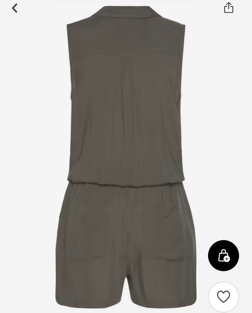 Lascana Sleeveless Drawstring Romper, Olive Green, Sz.12 - Picture 3 of 15